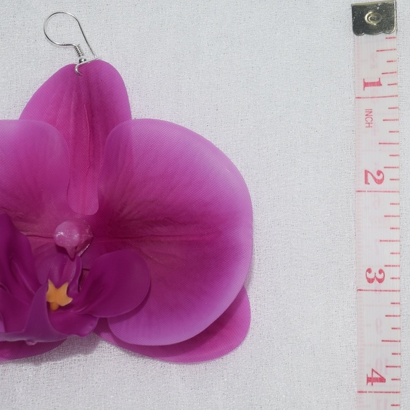 Fuchsia Phalaenopsis Orchid True Touch Artificial Earrings. - Picture 11 of 11